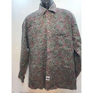 Mens Large Royalcore Paisley World of Savane Long Sleeve Shirt